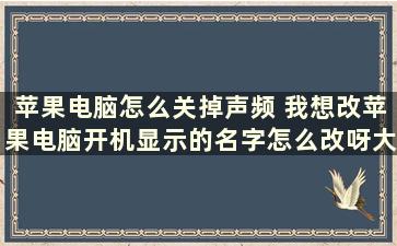 苹果电脑怎么关掉声频 我想改苹果电脑开机显示的名字怎么改呀大神